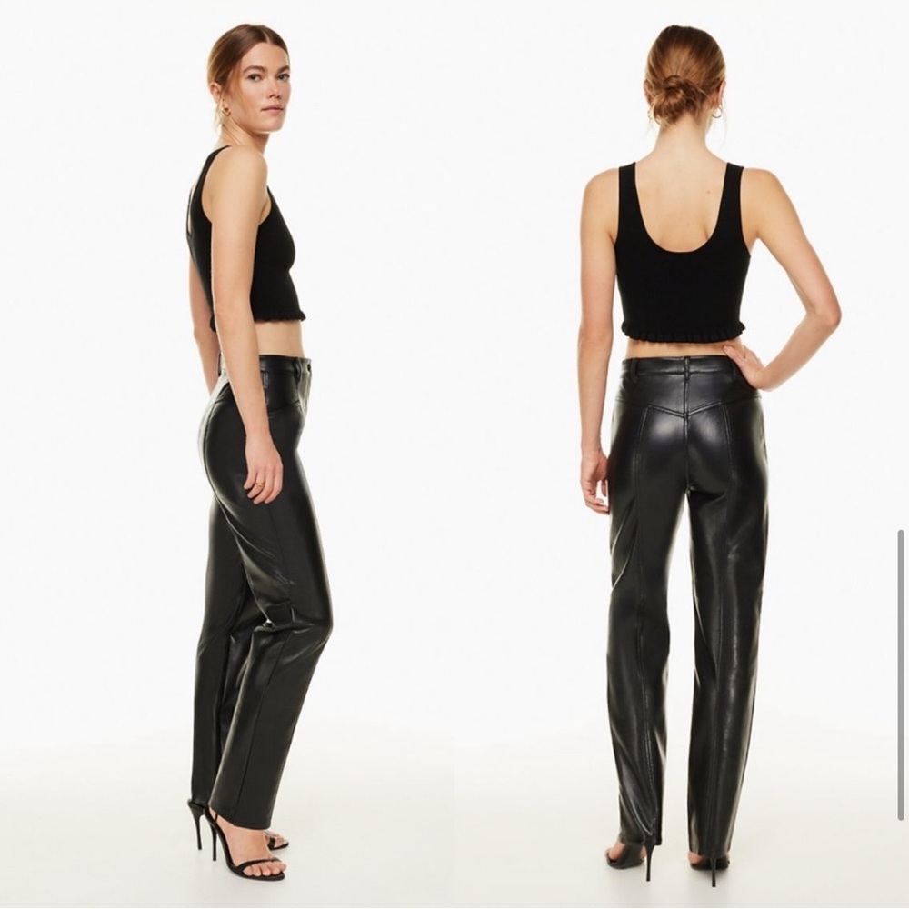 Aritzia Wilfred Rebel Vegan Leather High-Rise Straight Leg Pant Black‎ 6 Faux